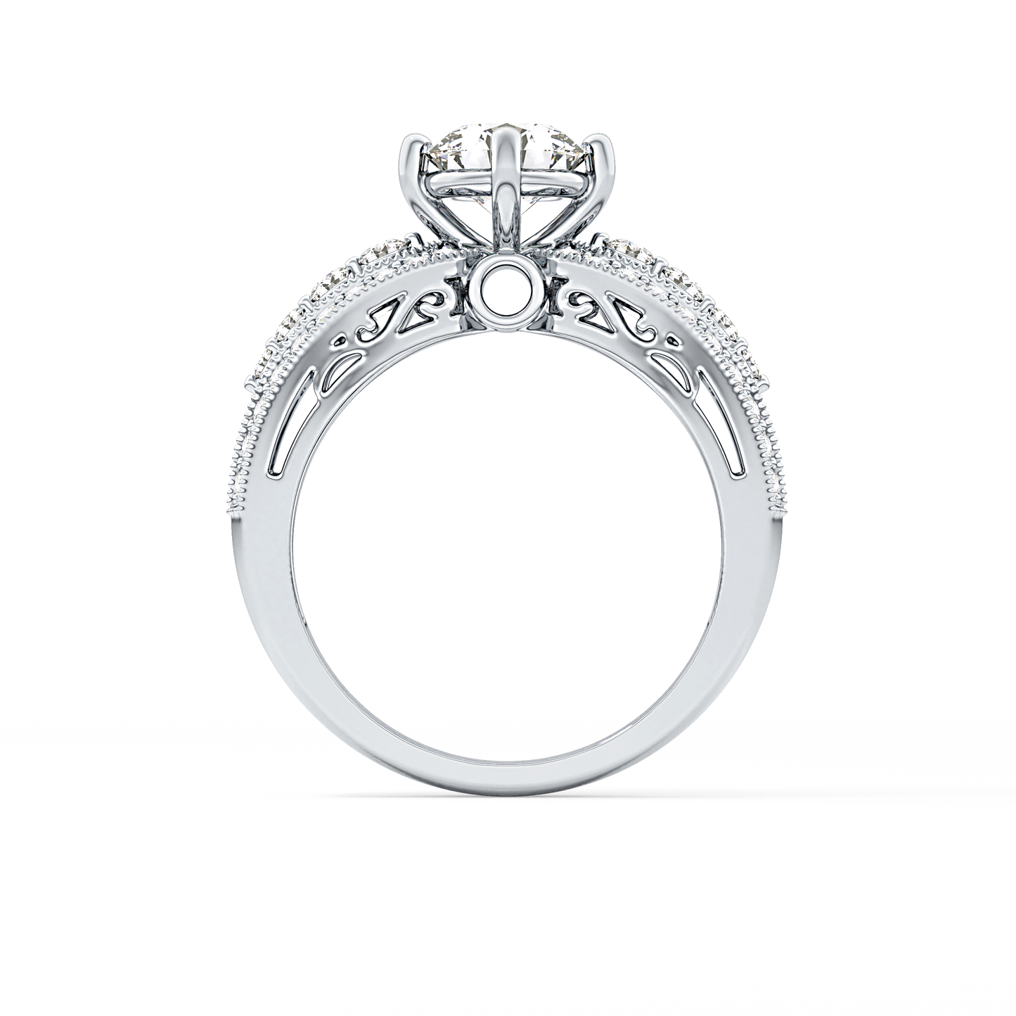 Round Pave Lab Grown Diamond Engagement Ring
