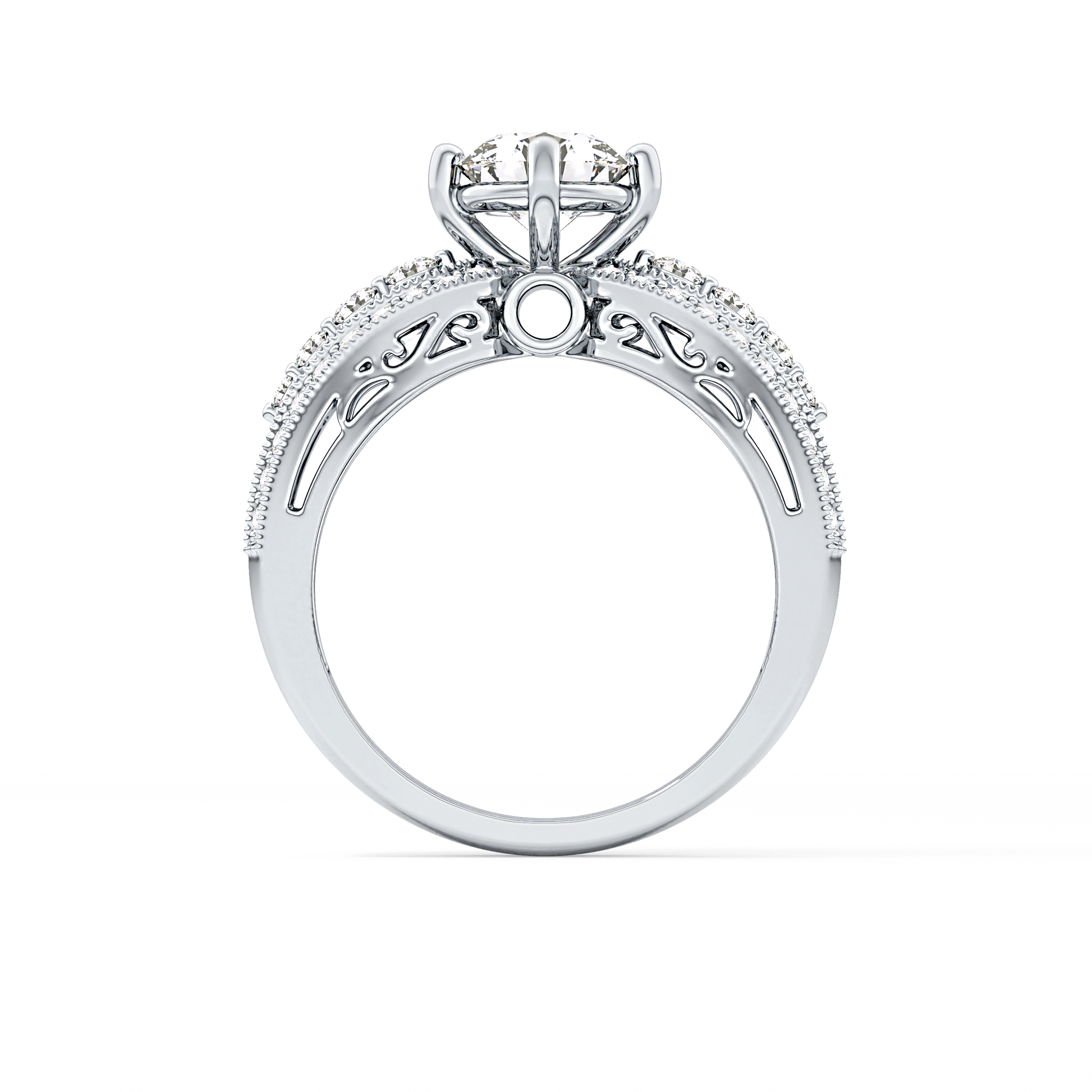 Round Pave Lab Grown Diamond Engagement Ring