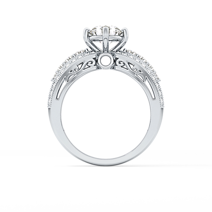 Round Pave Lab Grown Diamond Engagement Ring