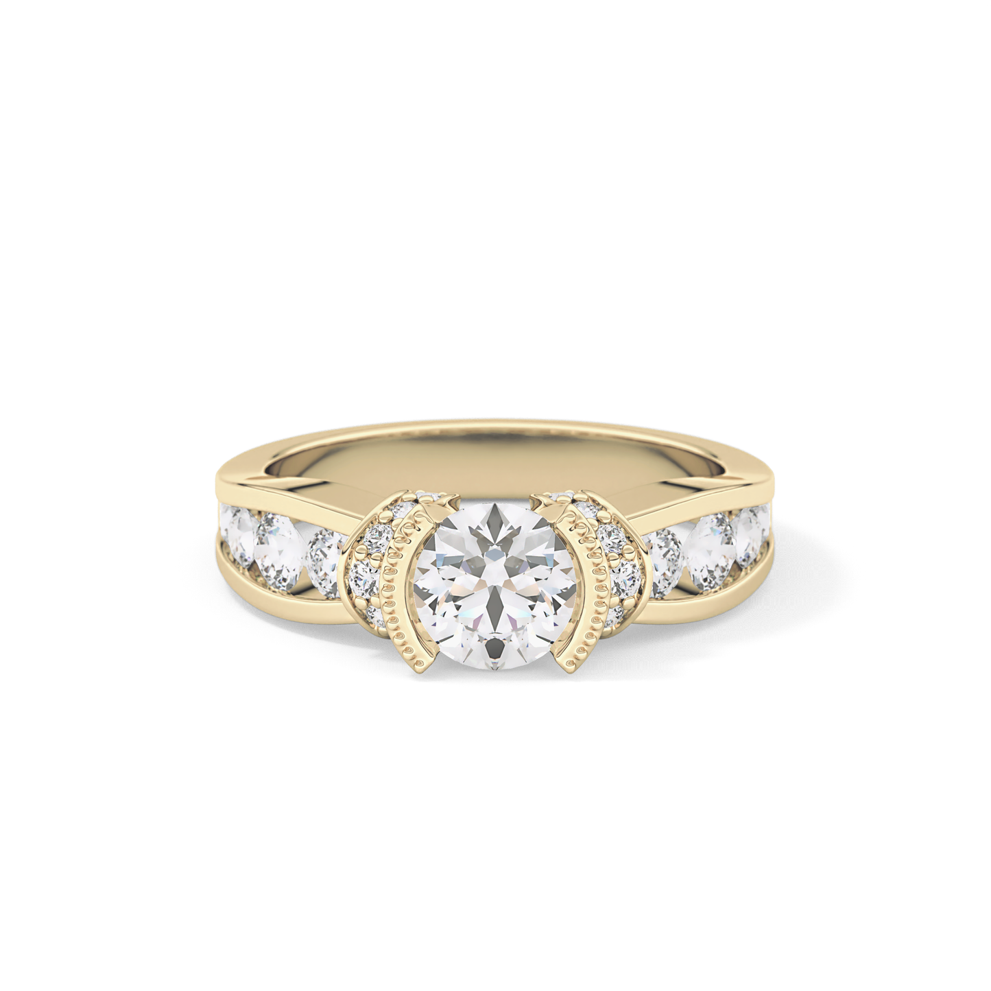 Round Channel Pave Lab Grown Diamond Engagement Ring