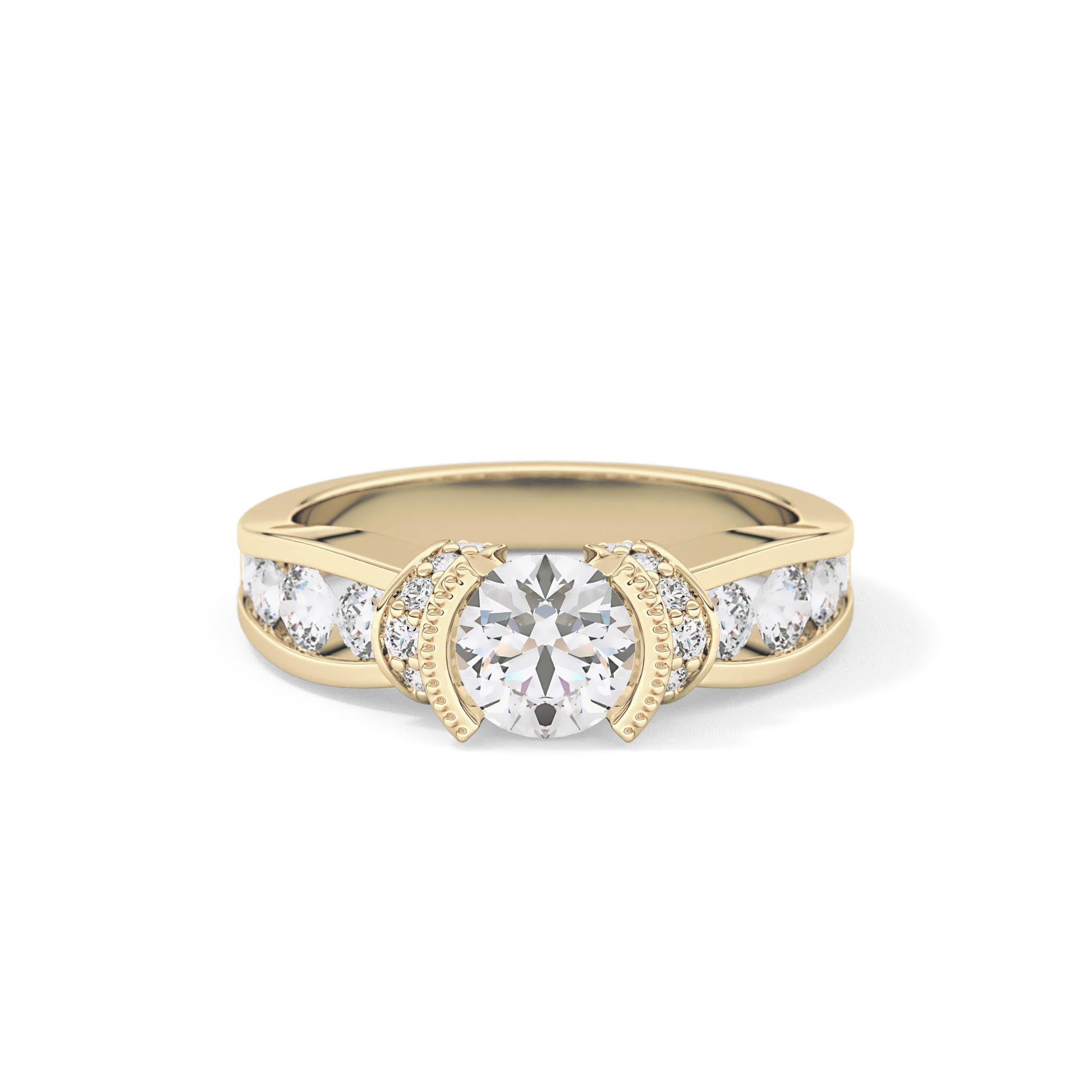 Round Channel Pave Lab Grown Diamond Engagement Ring