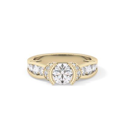 Round Channel Pave Lab Grown Diamond Engagement Ring