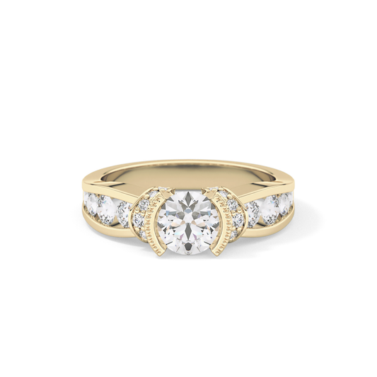 Round Channel Pave Lab Grown Diamond Engagement Ring