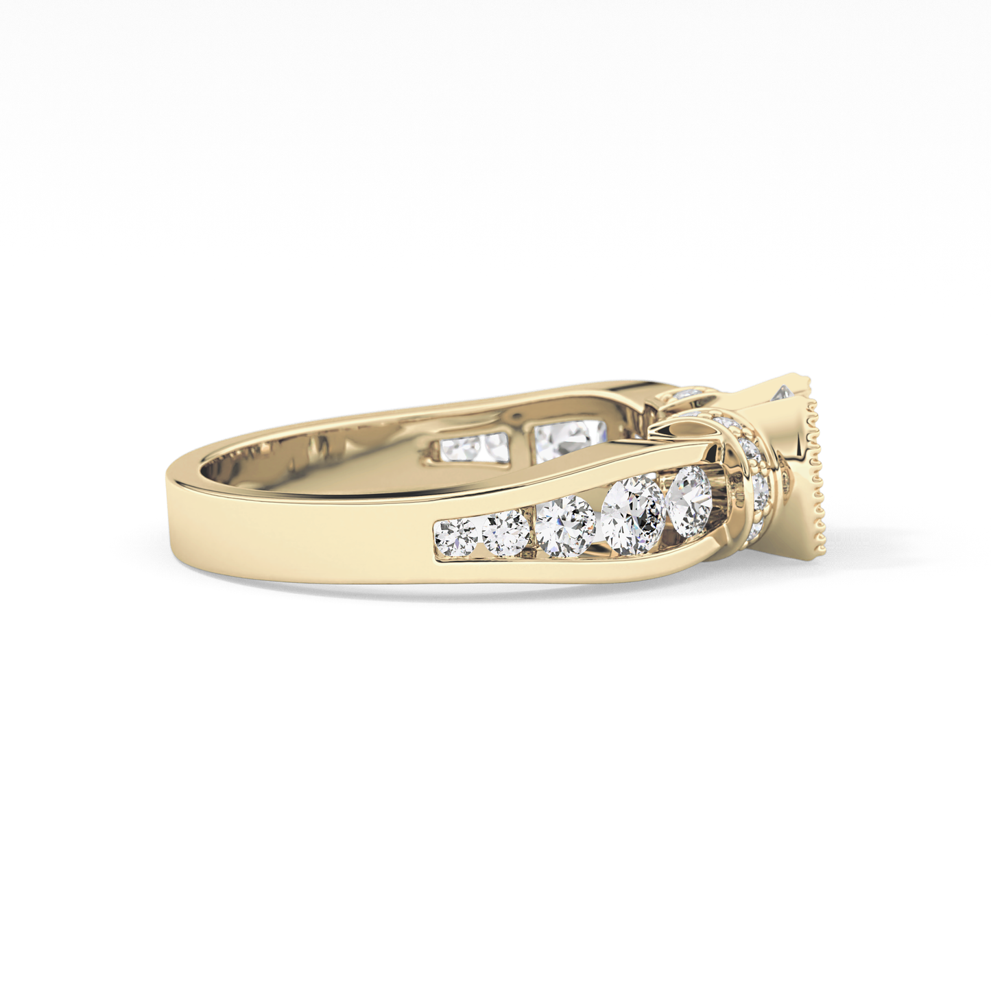 Round Channel Pave Lab Grown Diamond Engagement Ring