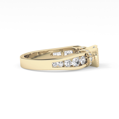Round Channel Pave Lab Grown Diamond Engagement Ring