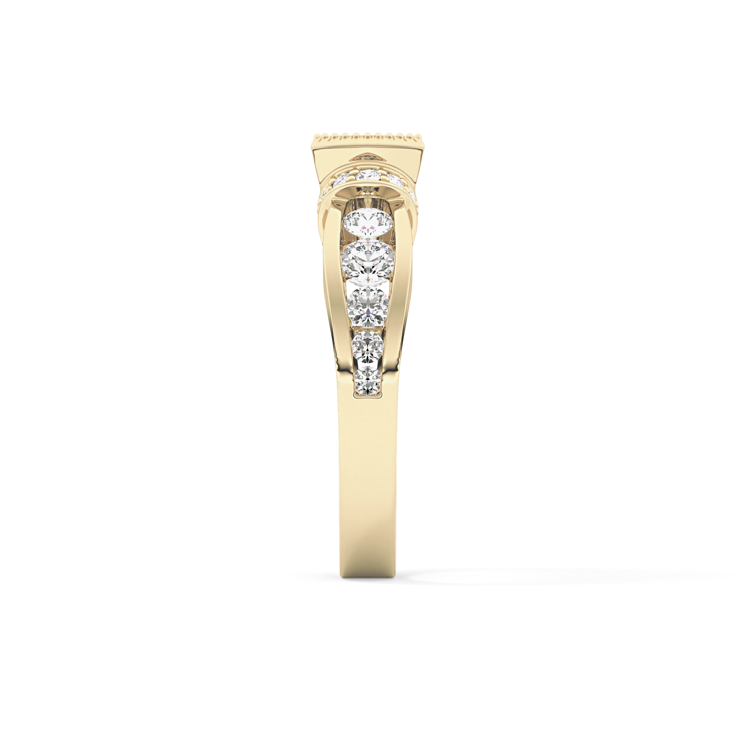 Round Channel Pave Lab Grown Diamond Engagement Ring