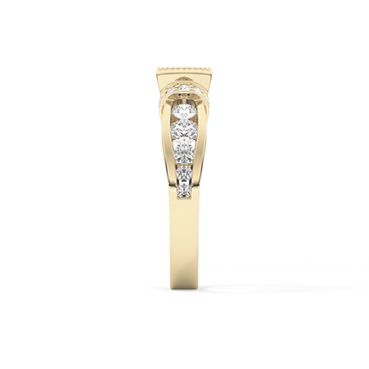 Round Channel Pave Lab Grown Diamond Engagement Ring