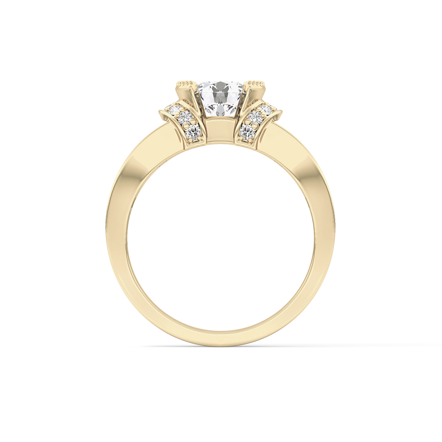 Round Channel Pave Lab Grown Diamond Engagement Ring