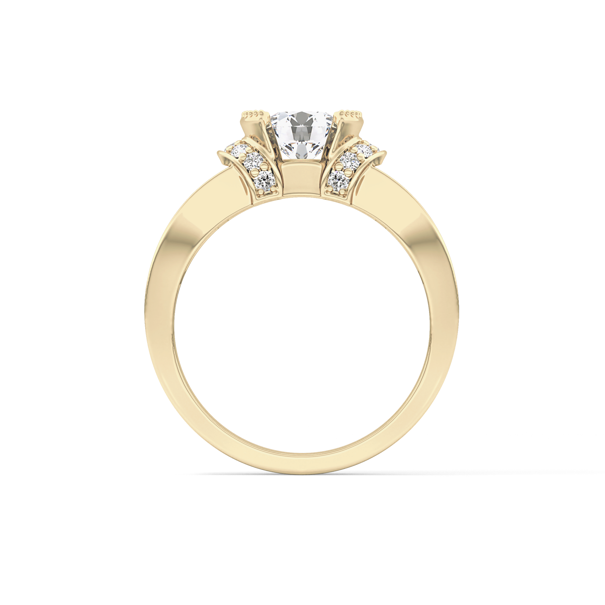 Round Channel Pave Lab Grown Diamond Engagement Ring