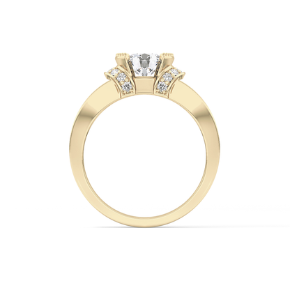 Round Channel Pave Lab Grown Diamond Engagement Ring