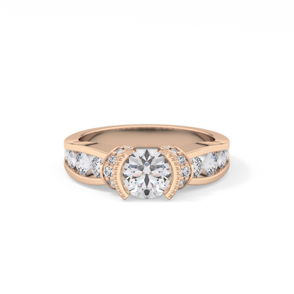 Round Channel Pave Lab Grown Diamond Engagement Ring