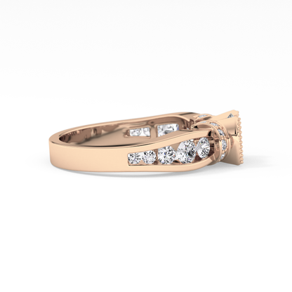 Round Channel Pave Lab Grown Diamond Engagement Ring
