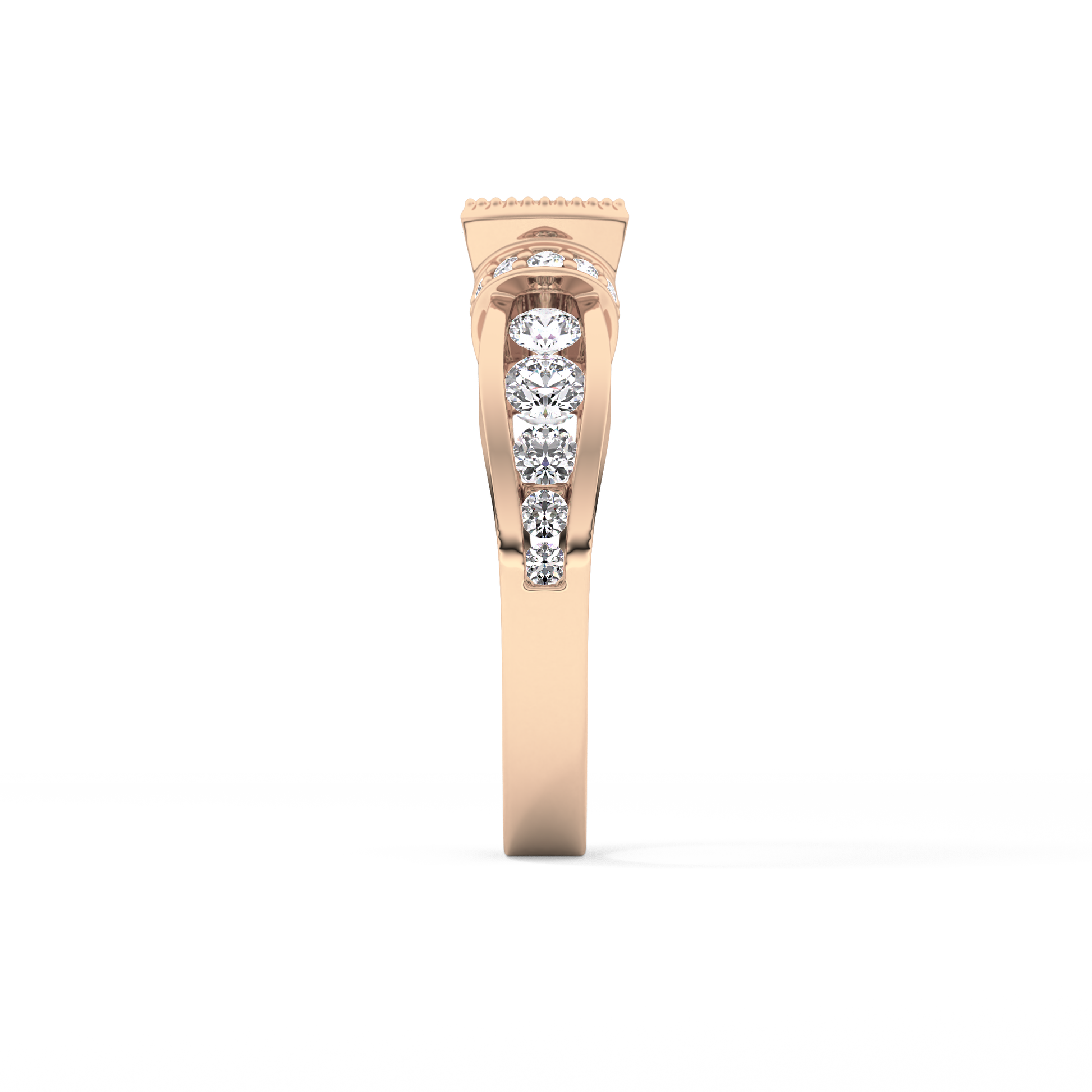Round Channel Pave Lab Grown Diamond Engagement Ring