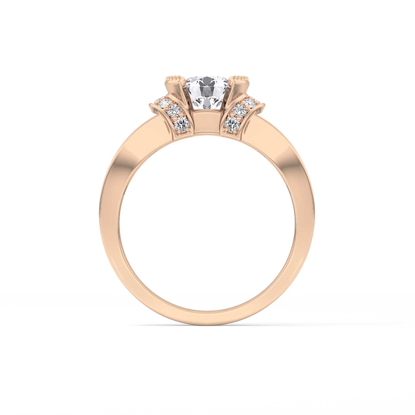 Round Channel Pave Lab Grown Diamond Engagement Ring