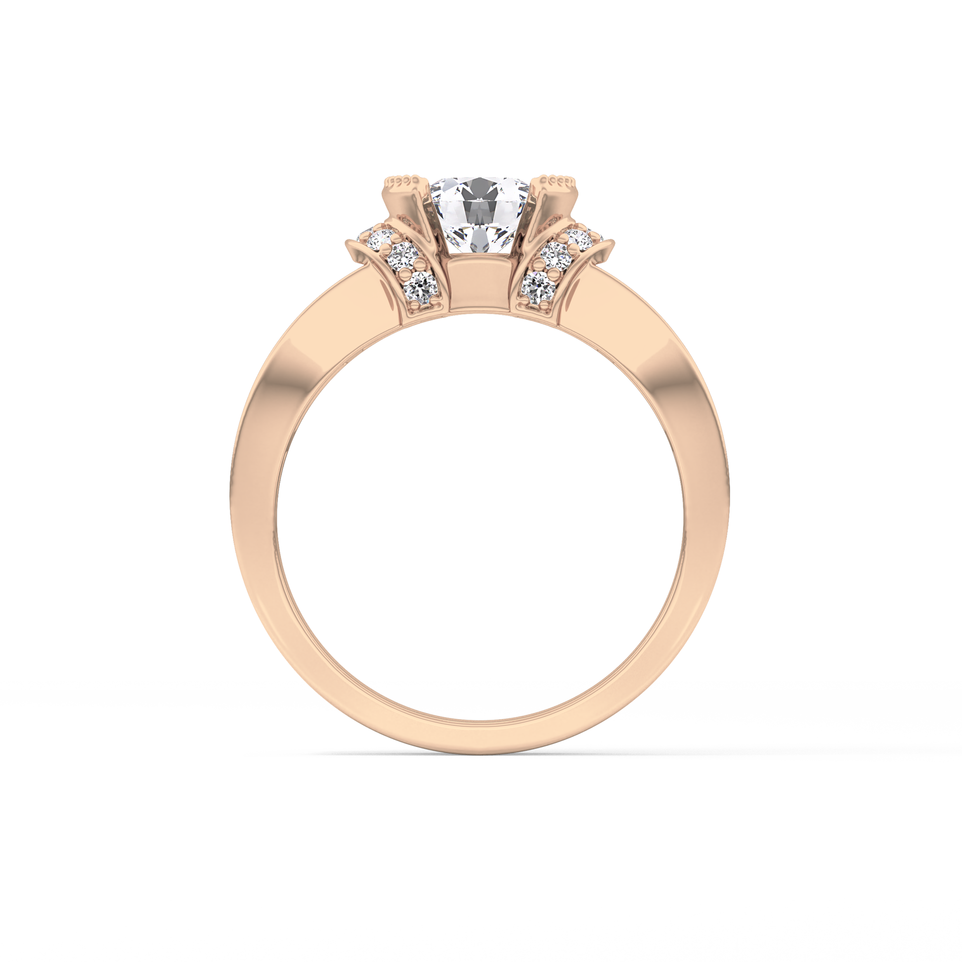 Round Channel Pave Lab Grown Diamond Engagement Ring