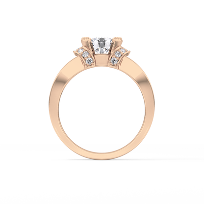 Round Channel Pave Lab Grown Diamond Engagement Ring