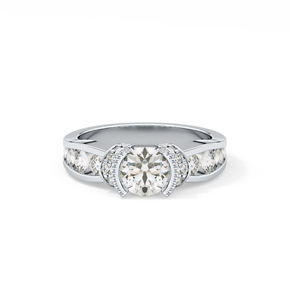 Round Channel Pave Lab Grown Diamond Engagement Ring