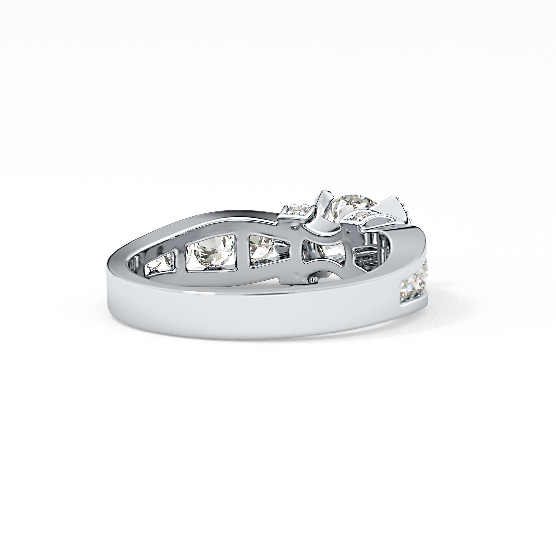 Round Channel Pave Lab Grown Diamond Engagement Ring