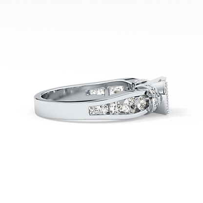 Round Channel Pave Lab Grown Diamond Engagement Ring