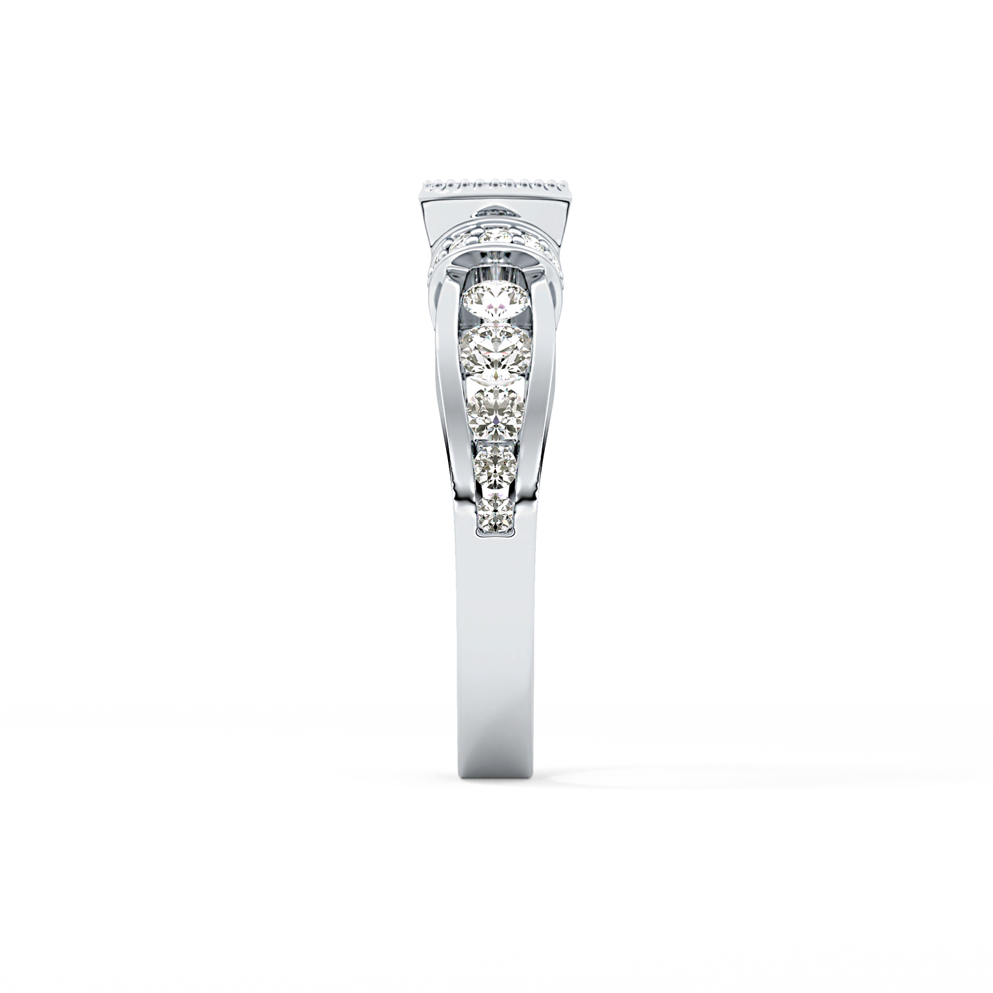 Round Channel Pave Lab Grown Diamond Engagement Ring