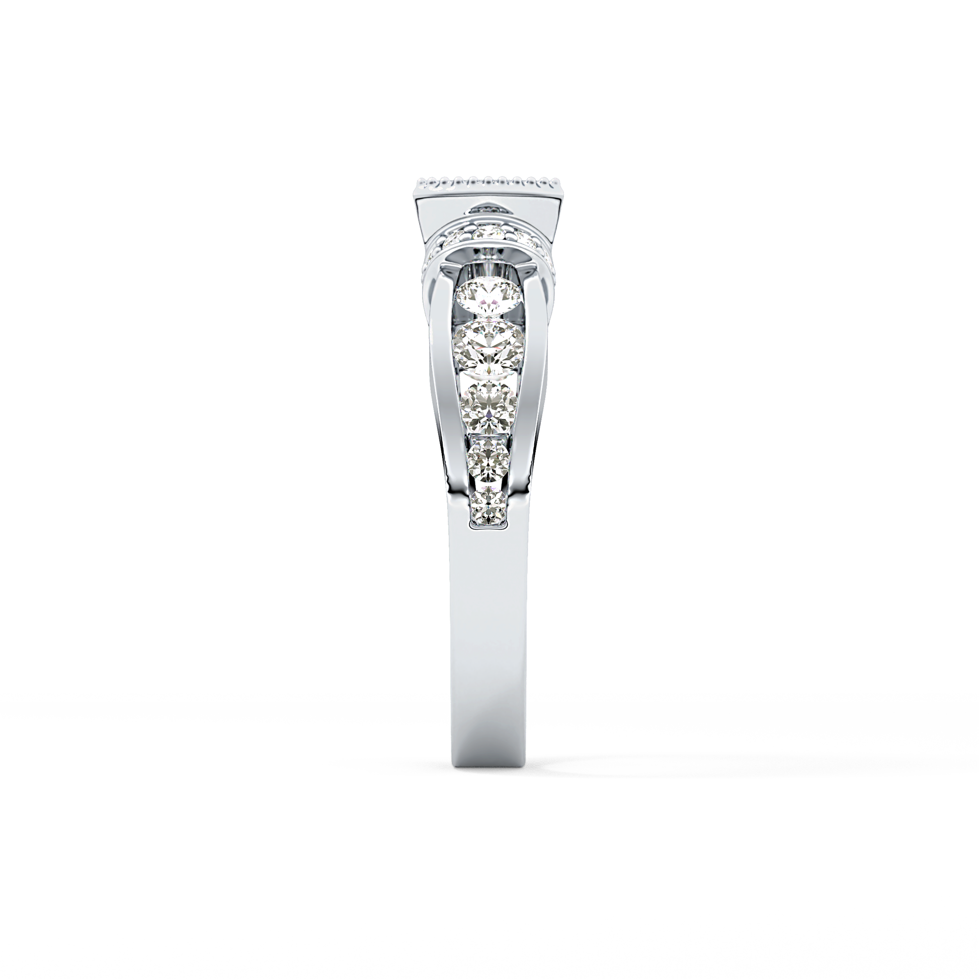 Round Channel Pave Lab Grown Diamond Engagement Ring