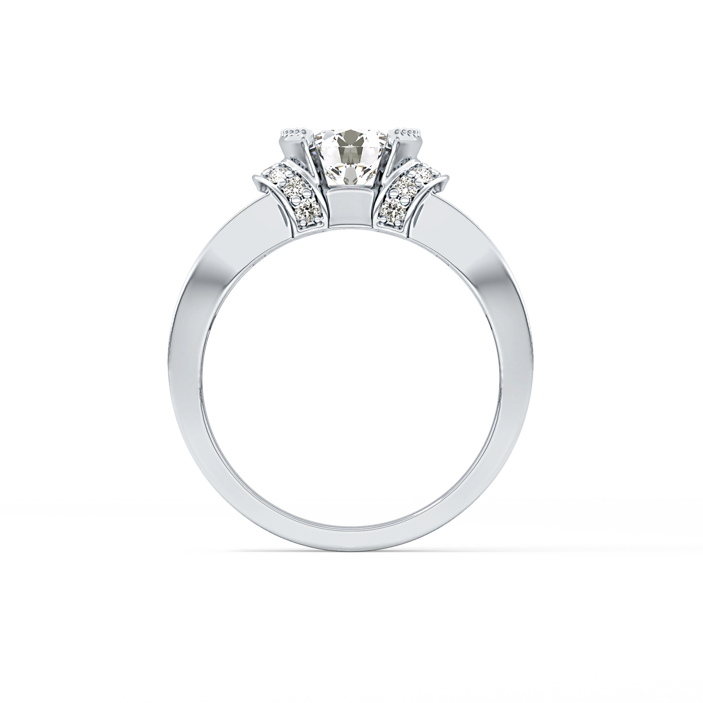 Round Channel Pave Lab Grown Diamond Engagement Ring