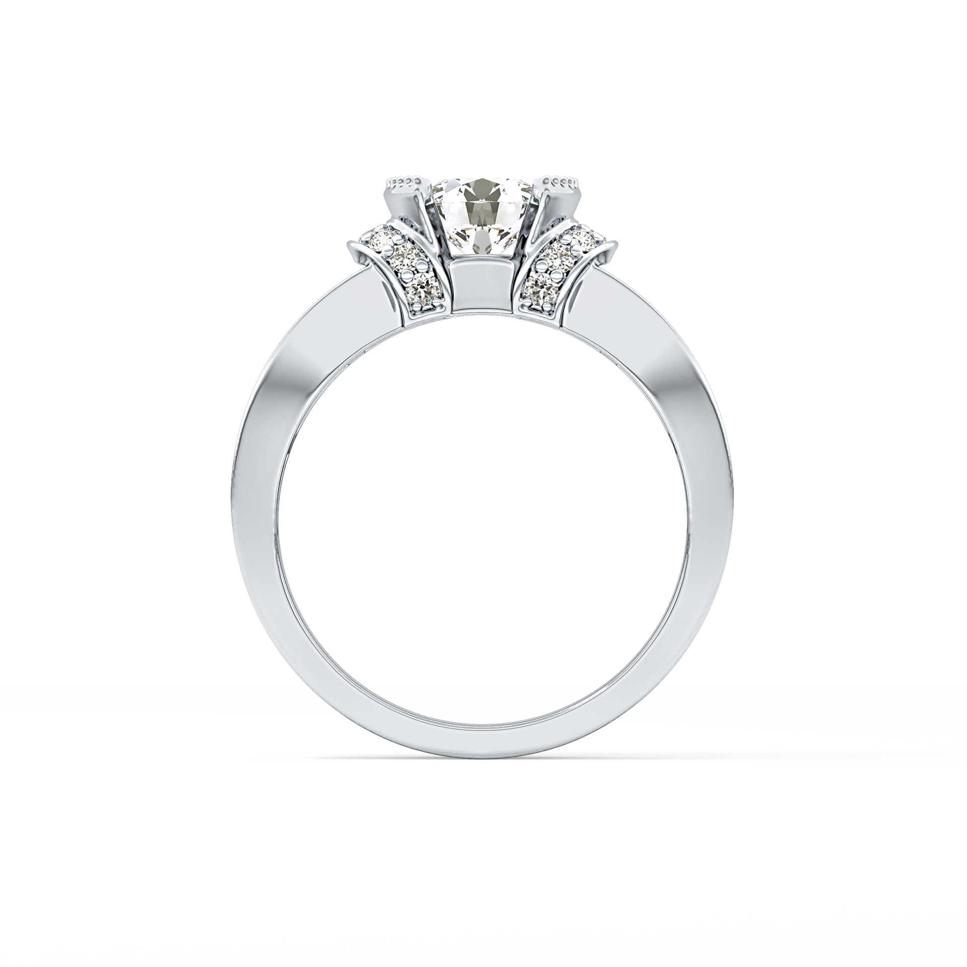 Round Channel Pave Lab Grown Diamond Engagement Ring
