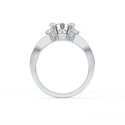 Round Channel Pave Lab Grown Diamond Engagement Ring