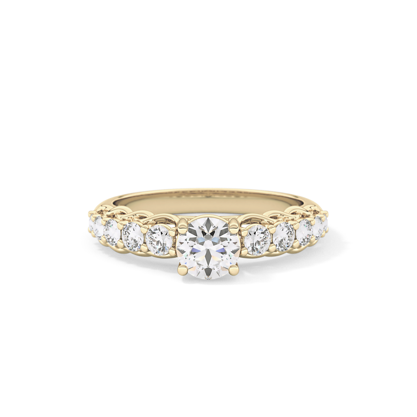 Round Pave Lab Grown Diamond Engagement Ring