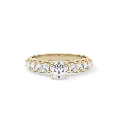 Round Pave Lab Grown Diamond Engagement Ring