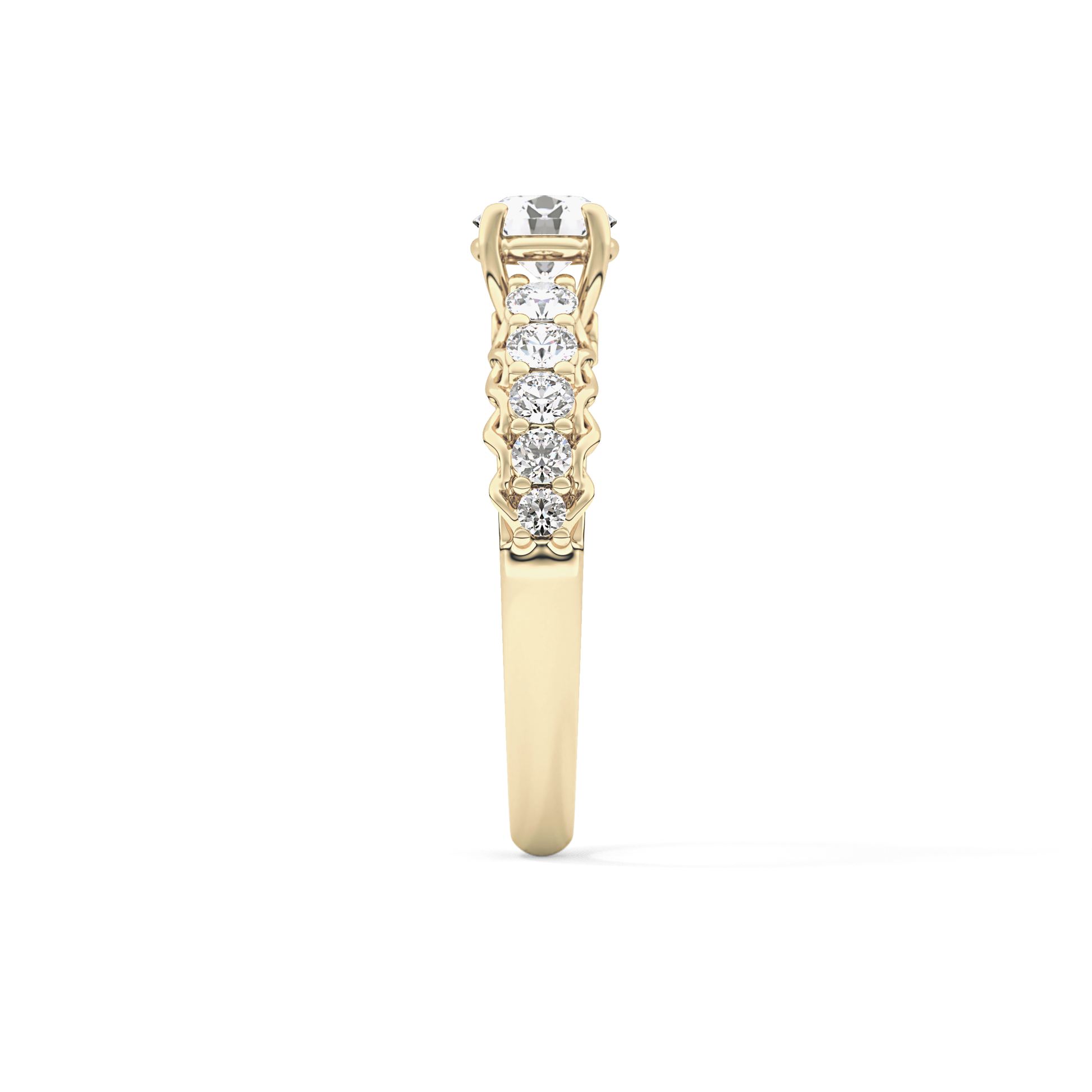 Round Pave Lab Grown Diamond Engagement Ring