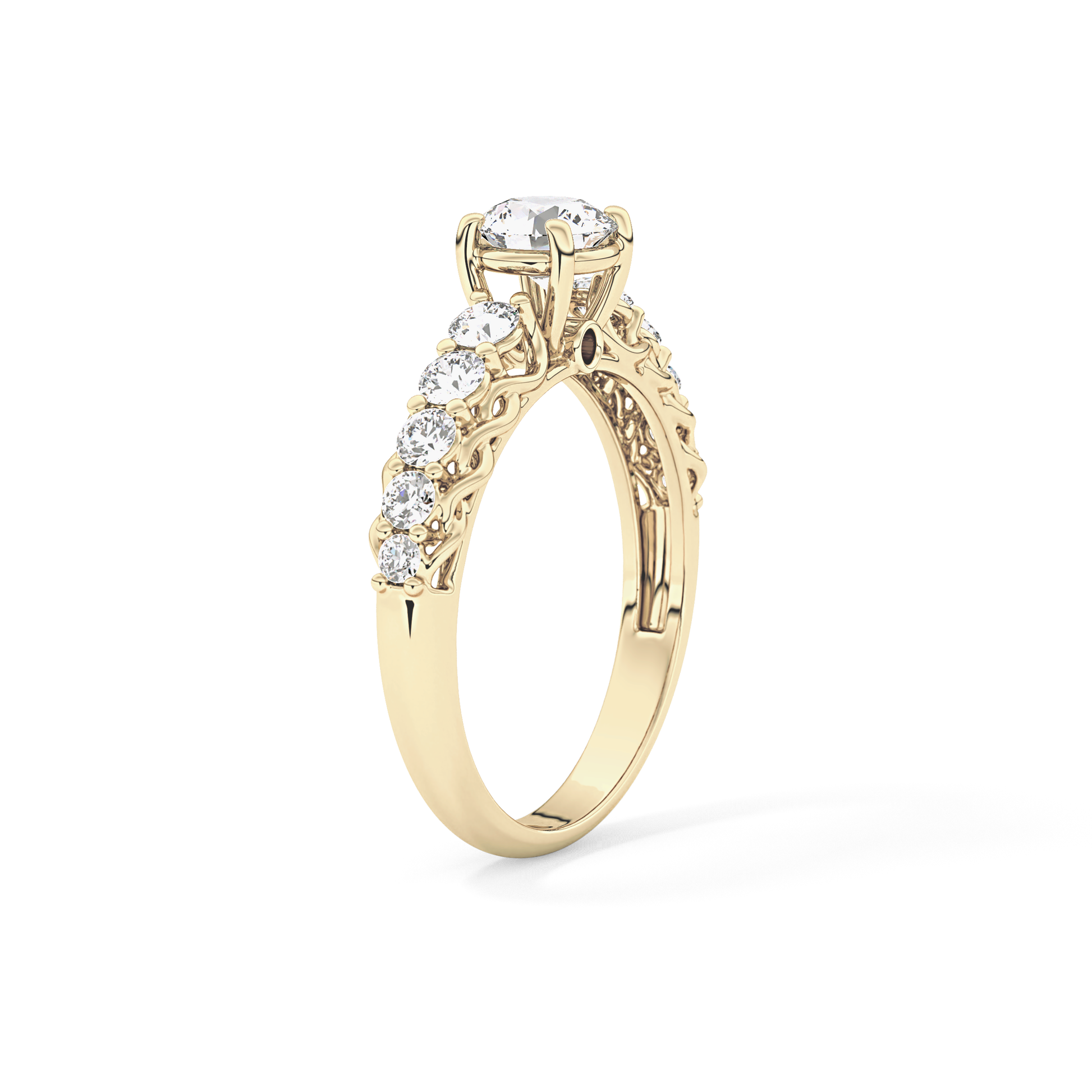 Round Pave Lab Grown Diamond Engagement Ring