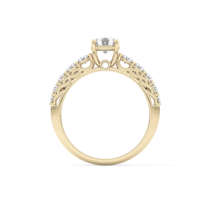 Round Pave Lab Grown Diamond Engagement Ring