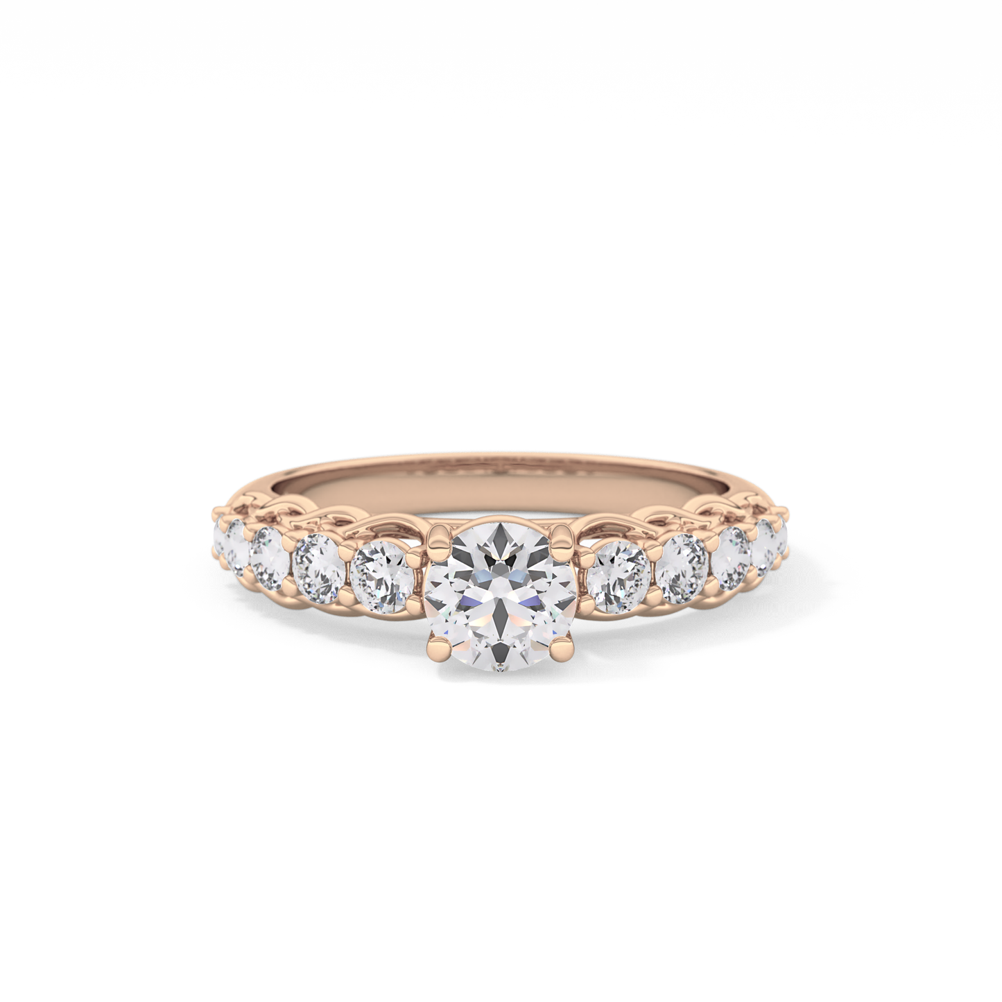 Round Pave Lab Grown Diamond Engagement Ring