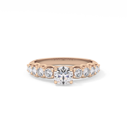 Round Pave Lab Grown Diamond Engagement Ring