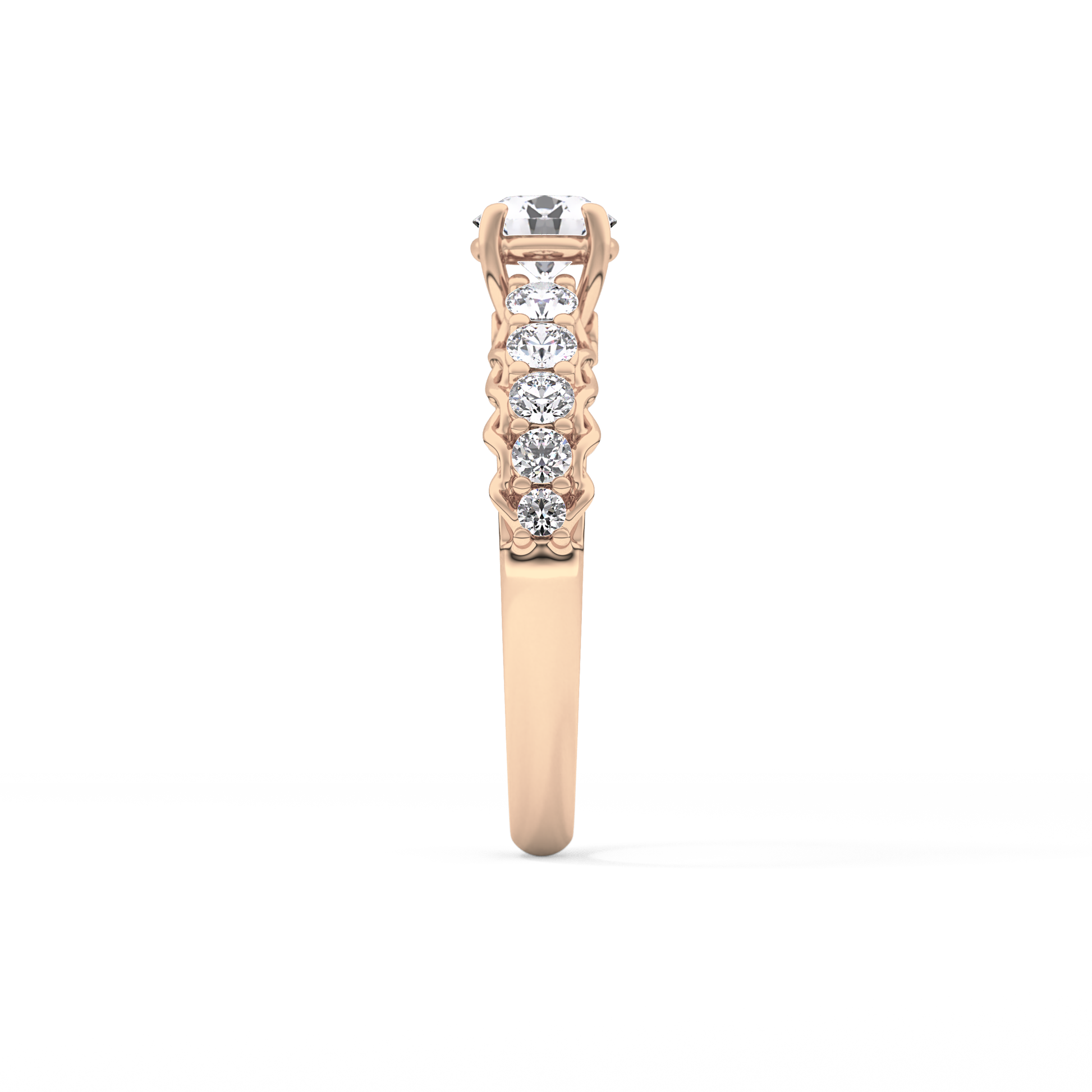 Round Pave Lab Grown Diamond Engagement Ring
