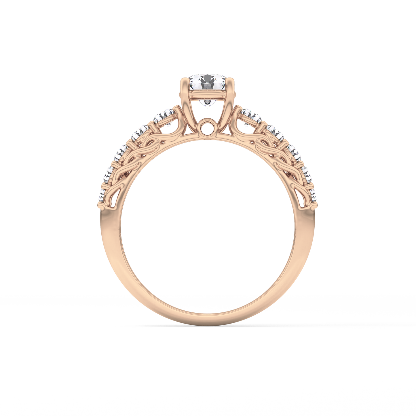 Round Pave Lab Grown Diamond Engagement Ring