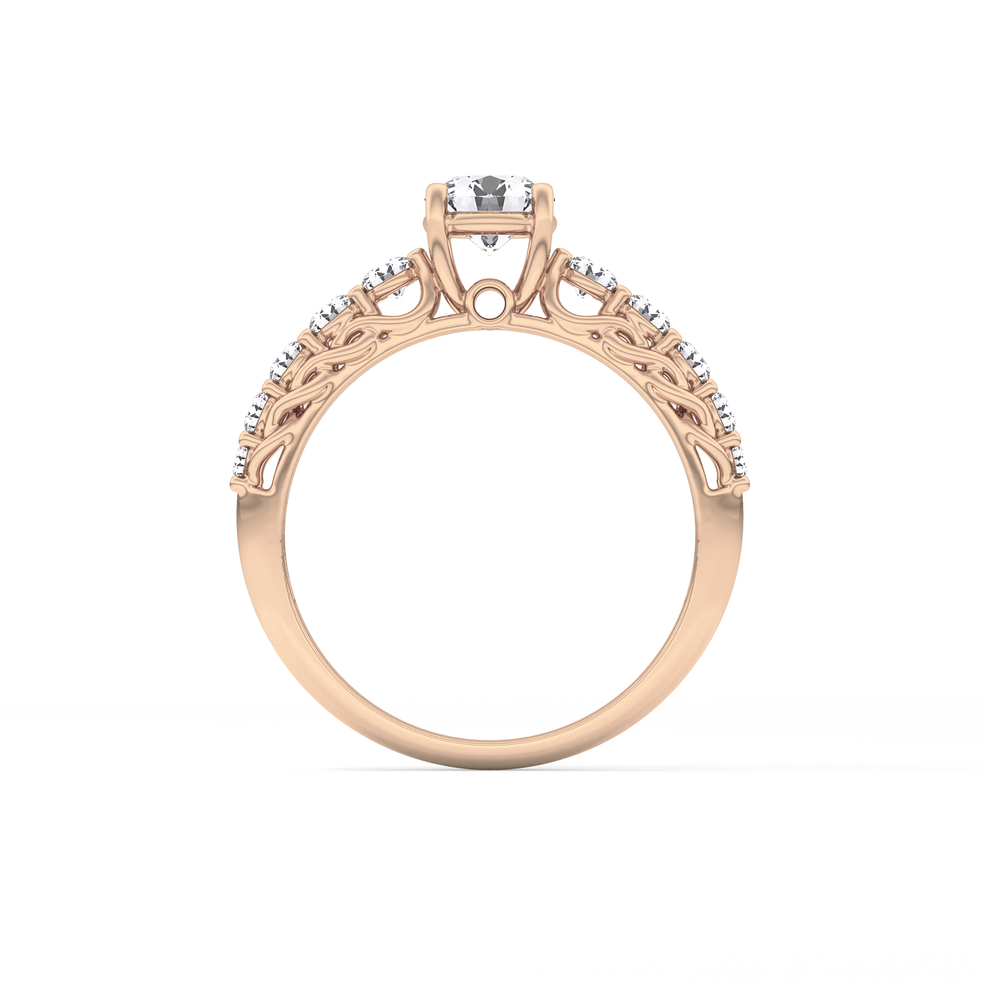 Round Pave Lab Grown Diamond Engagement Ring