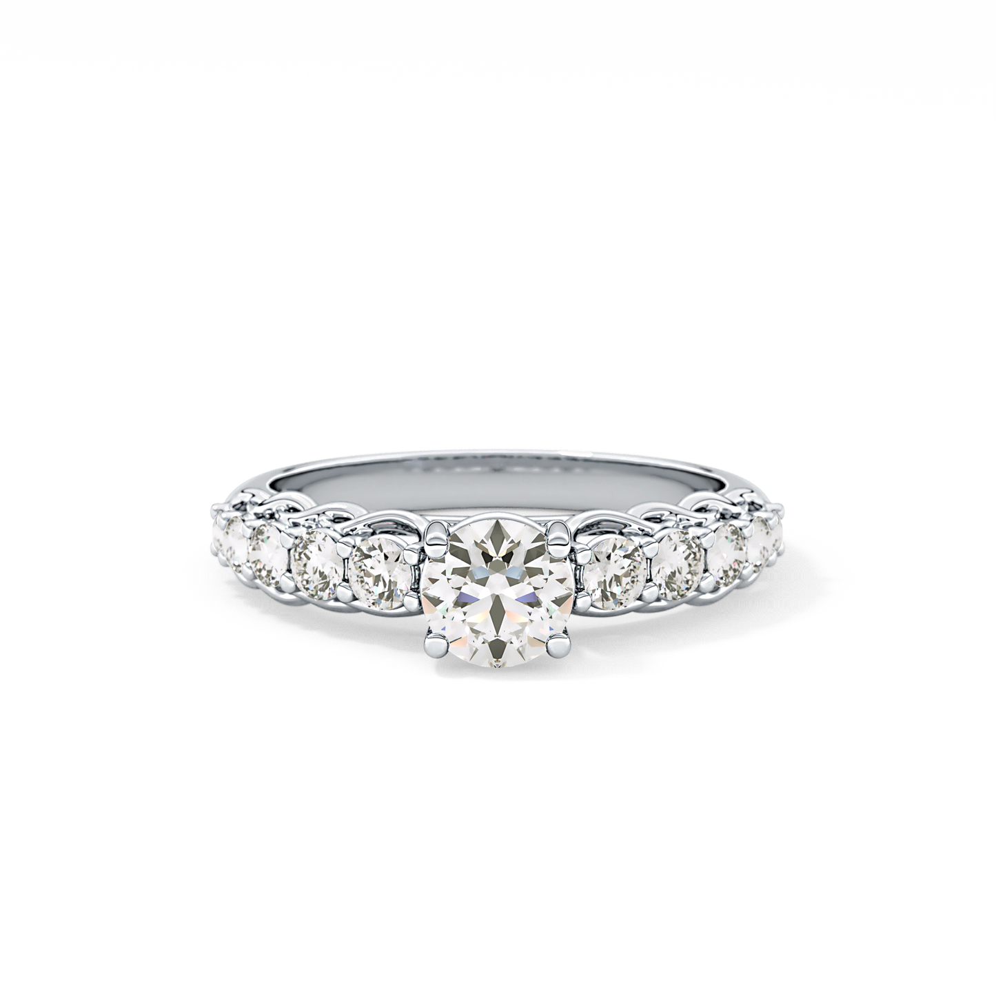 Round Pave Lab Grown Diamond Engagement Ring