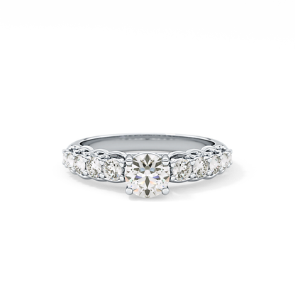 Round Pave Lab Grown Diamond Engagement Ring