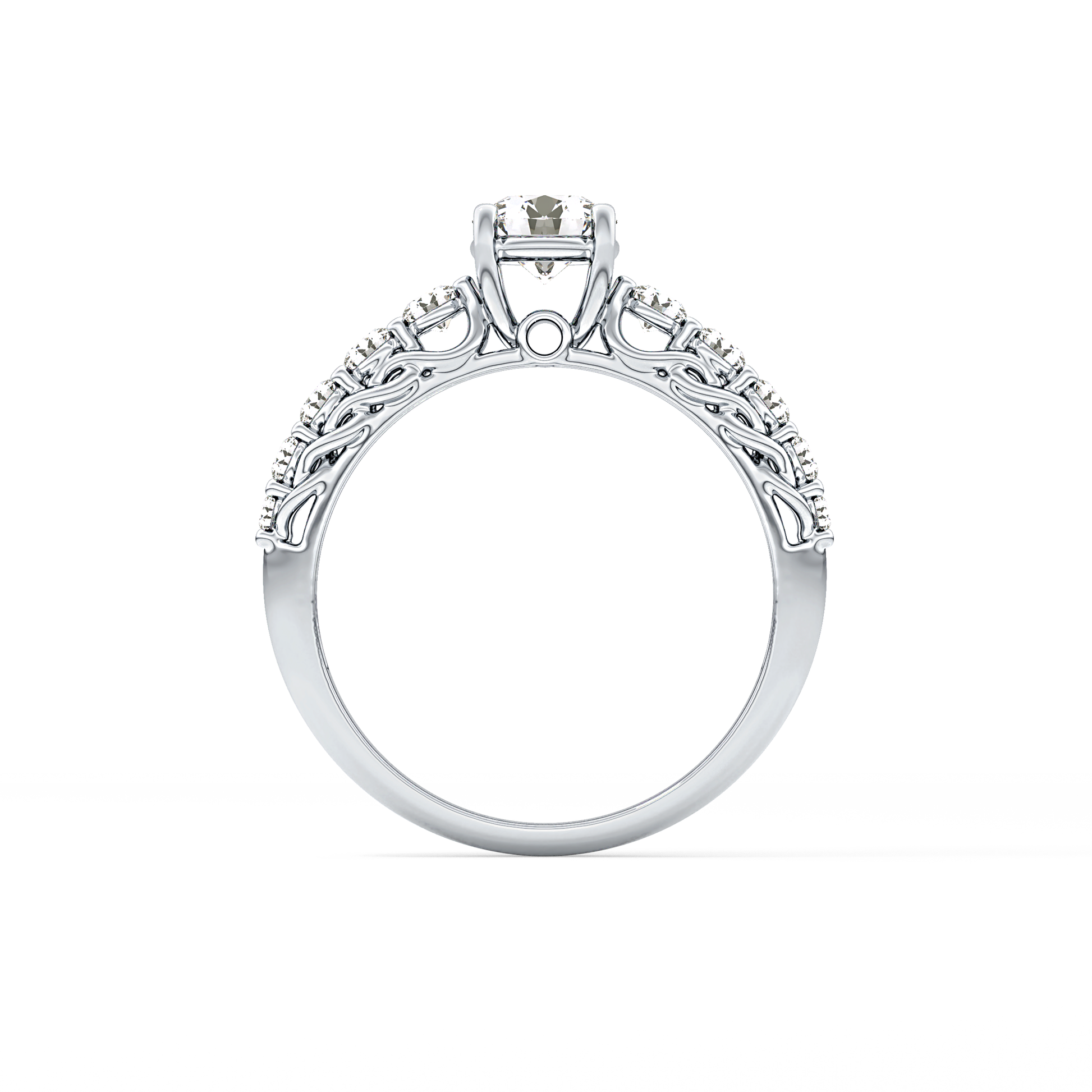 Round Pave Lab Grown Diamond Engagement Ring