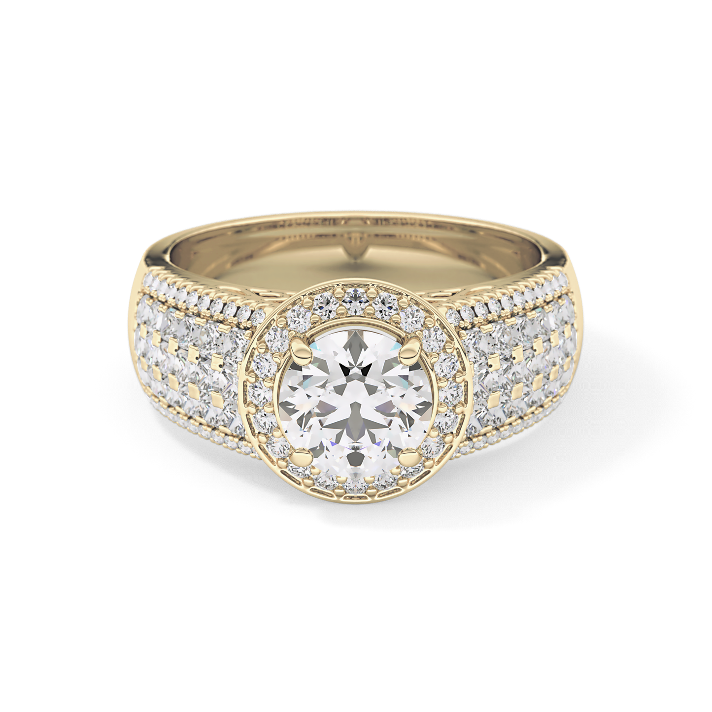 Round Halo & Triple Pave Lab Grown Diamond Engagement Ring
