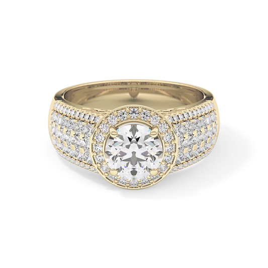 Round Halo & Triple Pave Lab Grown Diamond Engagement Ring