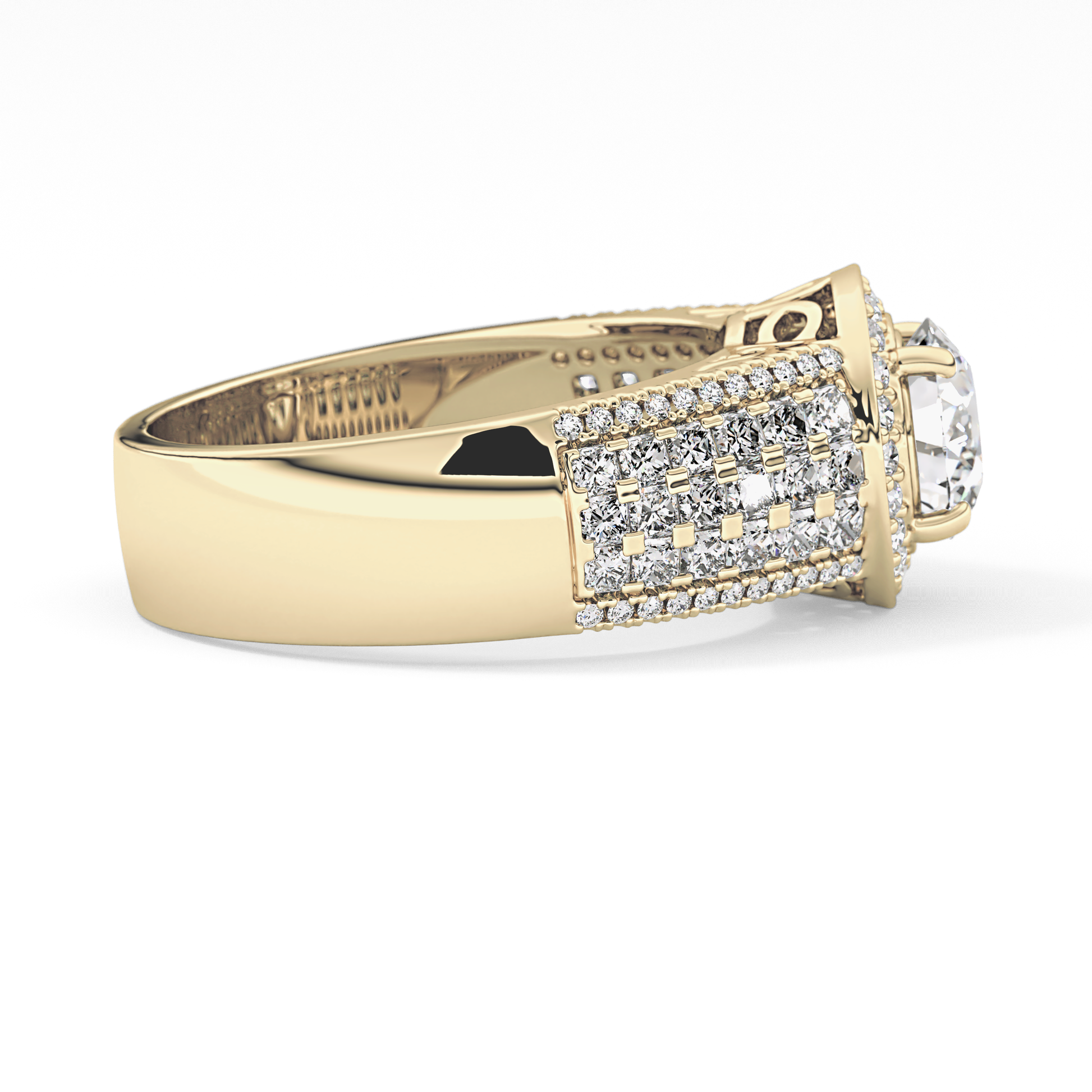 Round Halo & Triple Pave Lab Grown Diamond Engagement Ring