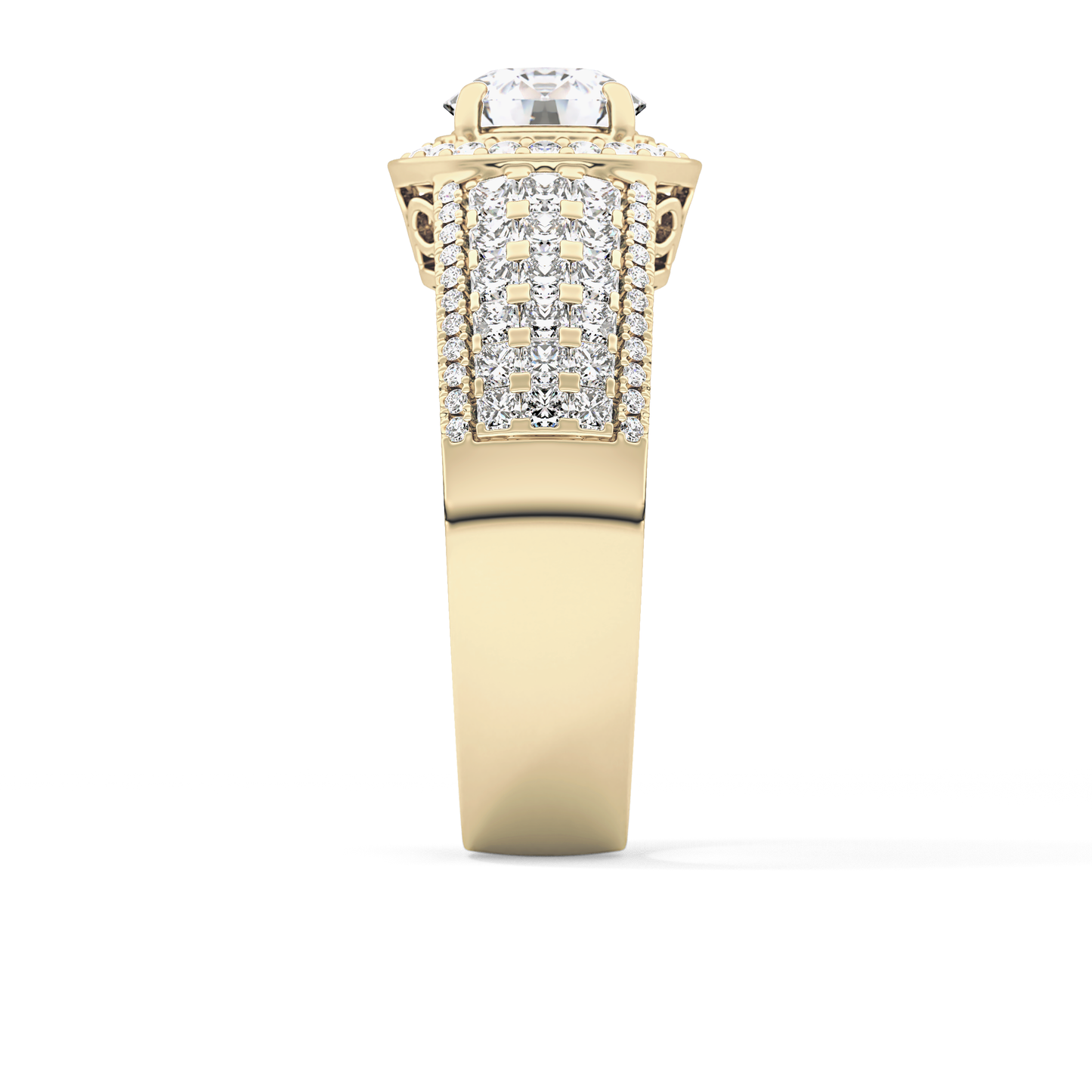 Round Halo & Triple Pave Lab Grown Diamond Engagement Ring