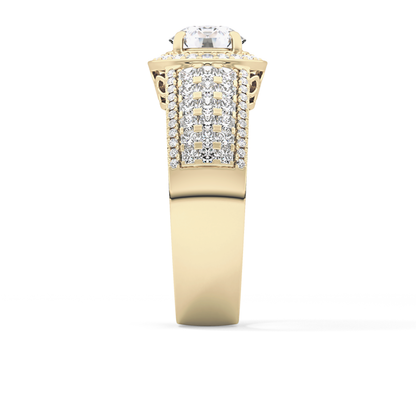 Round Halo & Triple Pave Lab Grown Diamond Engagement Ring