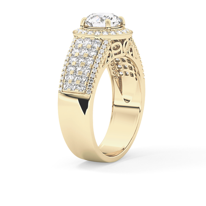 Round Halo & Triple Pave Lab Grown Diamond Engagement Ring