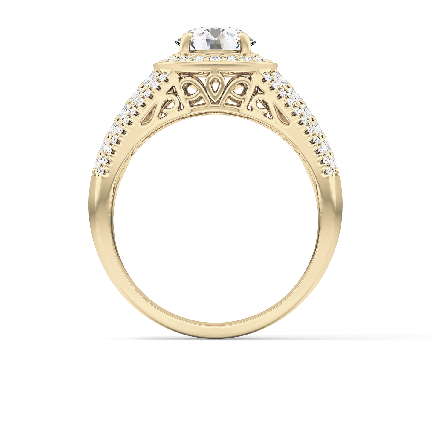Round Halo & Triple Pave Lab Grown Diamond Engagement Ring
