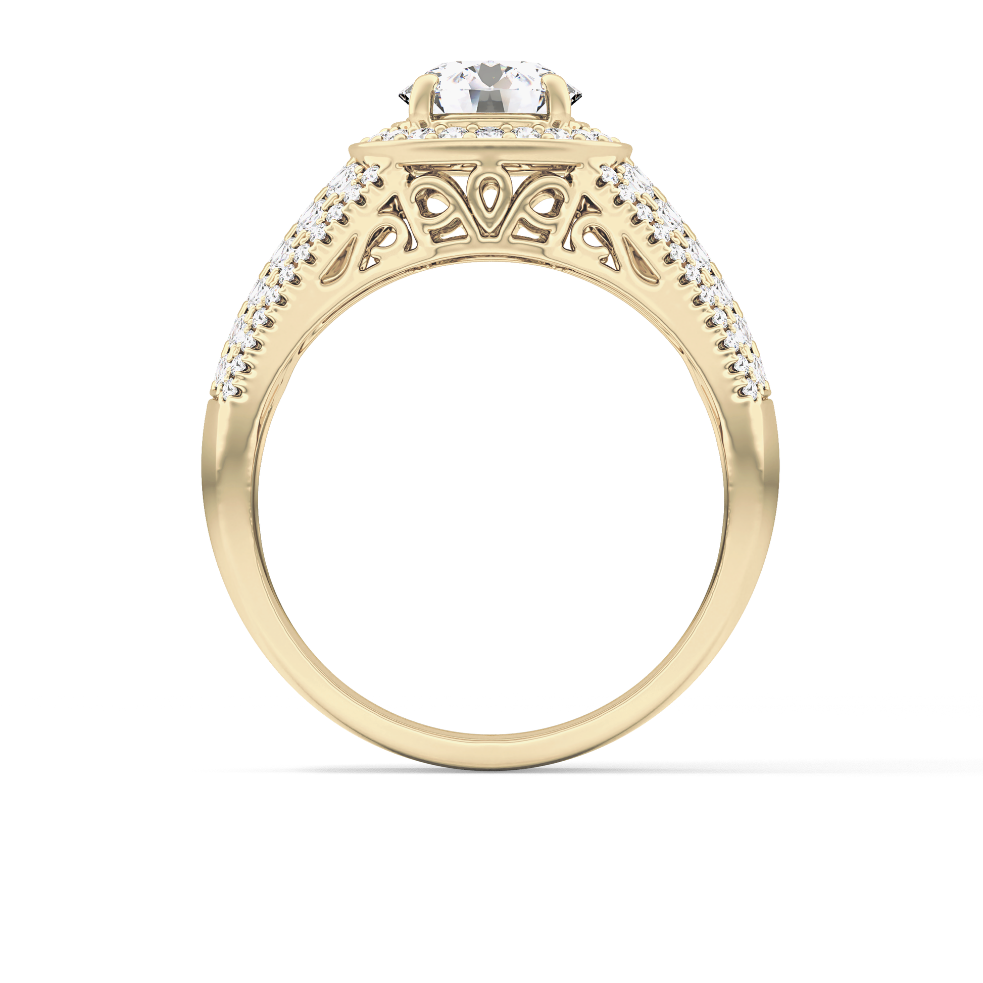 Round Halo & Triple Pave Lab Grown Diamond Engagement Ring