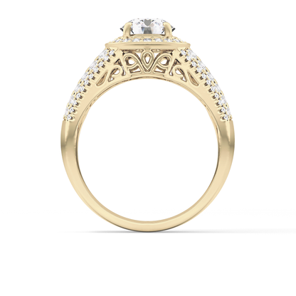 Round Halo & Triple Pave Lab Grown Diamond Engagement Ring